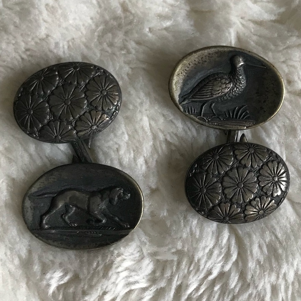 Vintage Sterling Silver Hunt Club Cufflinks from 1965